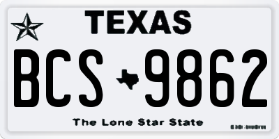 TX license plate BCS9862
