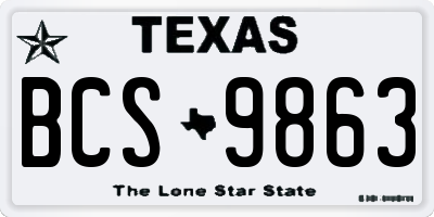 TX license plate BCS9863