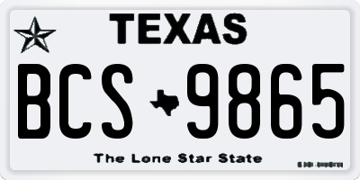 TX license plate BCS9865