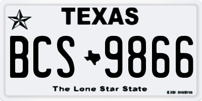 TX license plate BCS9866