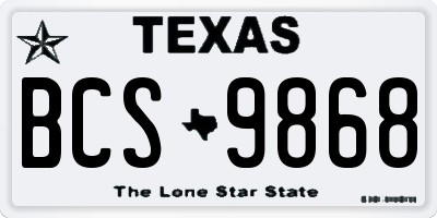 TX license plate BCS9868