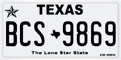TX license plate BCS9869