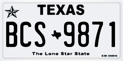 TX license plate BCS9871