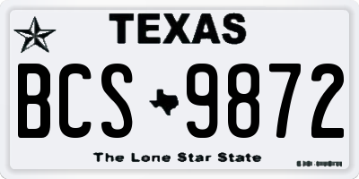 TX license plate BCS9872