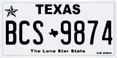 TX license plate BCS9874