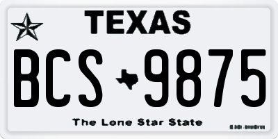 TX license plate BCS9875