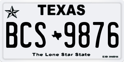 TX license plate BCS9876