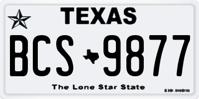 TX license plate BCS9877