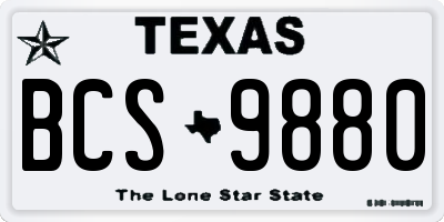 TX license plate BCS9880