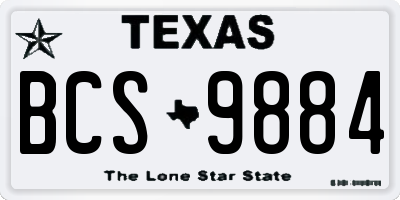 TX license plate BCS9884