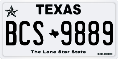 TX license plate BCS9889