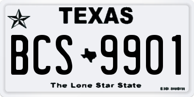 TX license plate BCS9901