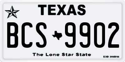 TX license plate BCS9902