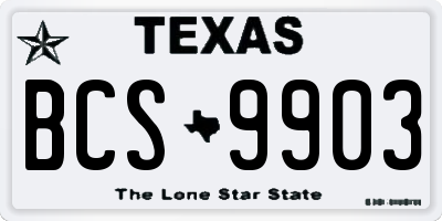 TX license plate BCS9903