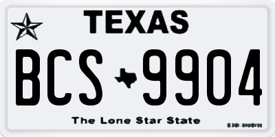 TX license plate BCS9904