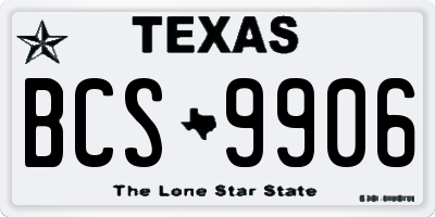 TX license plate BCS9906