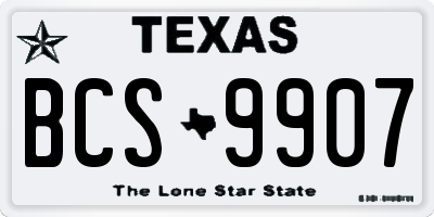 TX license plate BCS9907