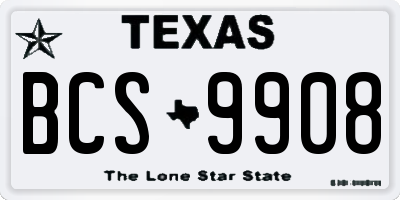 TX license plate BCS9908