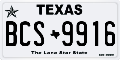TX license plate BCS9916