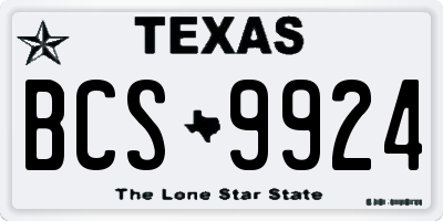 TX license plate BCS9924