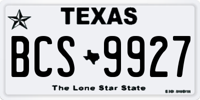 TX license plate BCS9927