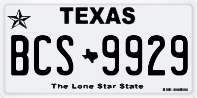 TX license plate BCS9929