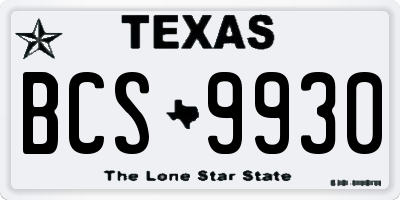 TX license plate BCS9930