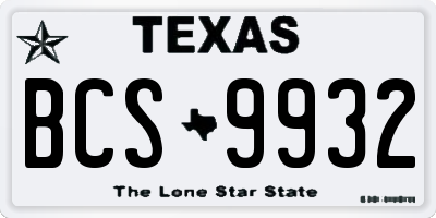 TX license plate BCS9932