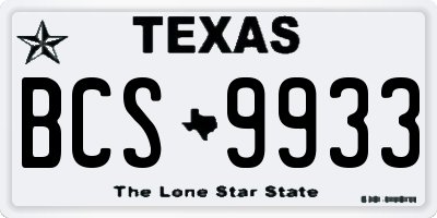 TX license plate BCS9933