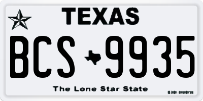 TX license plate BCS9935