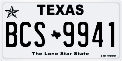 TX license plate BCS9941