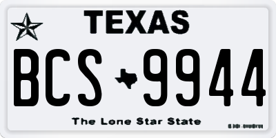 TX license plate BCS9944