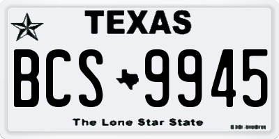 TX license plate BCS9945