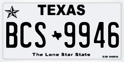 TX license plate BCS9946