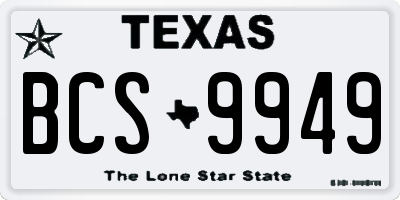TX license plate BCS9949