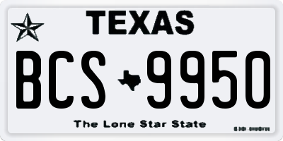 TX license plate BCS9950