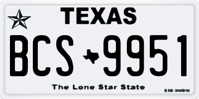 TX license plate BCS9951