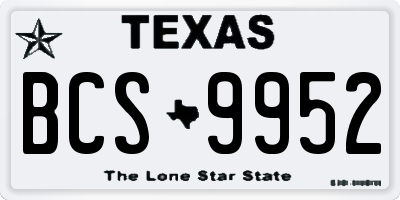 TX license plate BCS9952