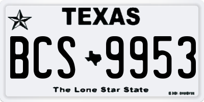 TX license plate BCS9953