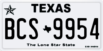 TX license plate BCS9954
