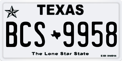 TX license plate BCS9958
