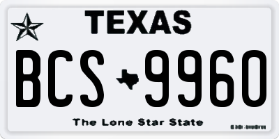 TX license plate BCS9960