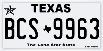 TX license plate BCS9963