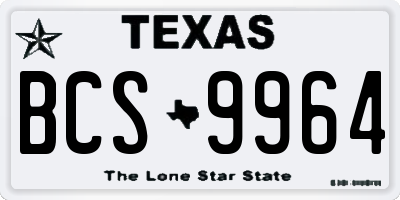 TX license plate BCS9964