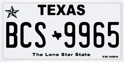 TX license plate BCS9965
