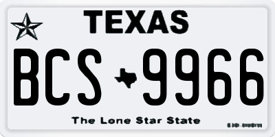 TX license plate BCS9966