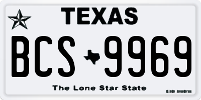 TX license plate BCS9969