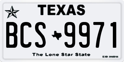 TX license plate BCS9971
