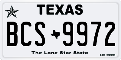 TX license plate BCS9972