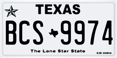 TX license plate BCS9974